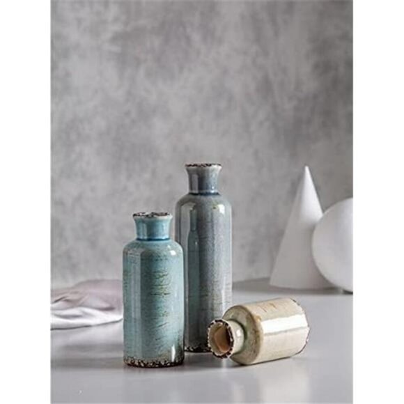 Ceramic Vase Set of 3 Modern Farmhouse Decor Table Centerpiece Shelf Display - Picture 2 of 7